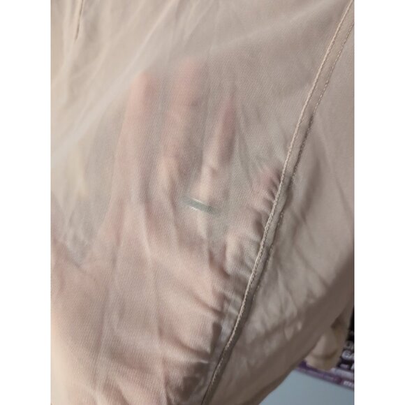 Bebe Tan Semi Sheer Henley Roll Tab Sleeve Blouse Size M Zip Pockets - Picture 4 of 7